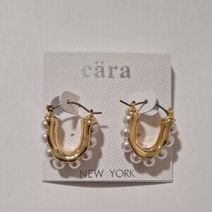Gold and Pearl Hoop Earrings
